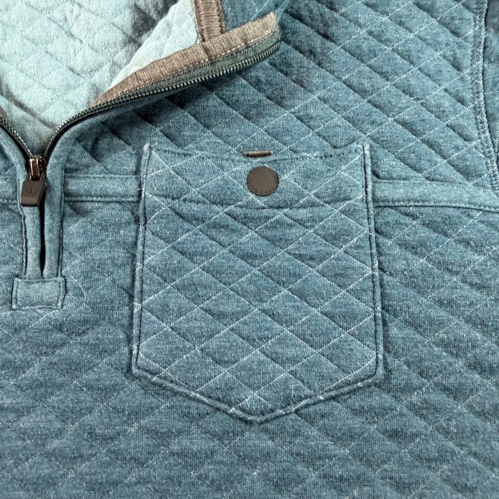 Eddie Bauer Quilted Quarter Zip Pullover Mens L Blue Excellent Diamond Pattern - Picture 9 of 10